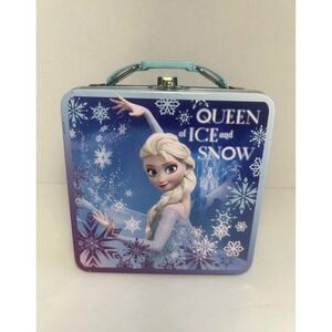 Disney Frozen Elsa Queen of Ice and Snow Metal Tin Lunch Box Blue 6 Inch
